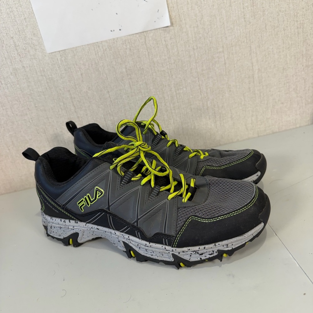 Fila Black and Gray Trail Shoes with Lime Highlights - Picture 8 of 12